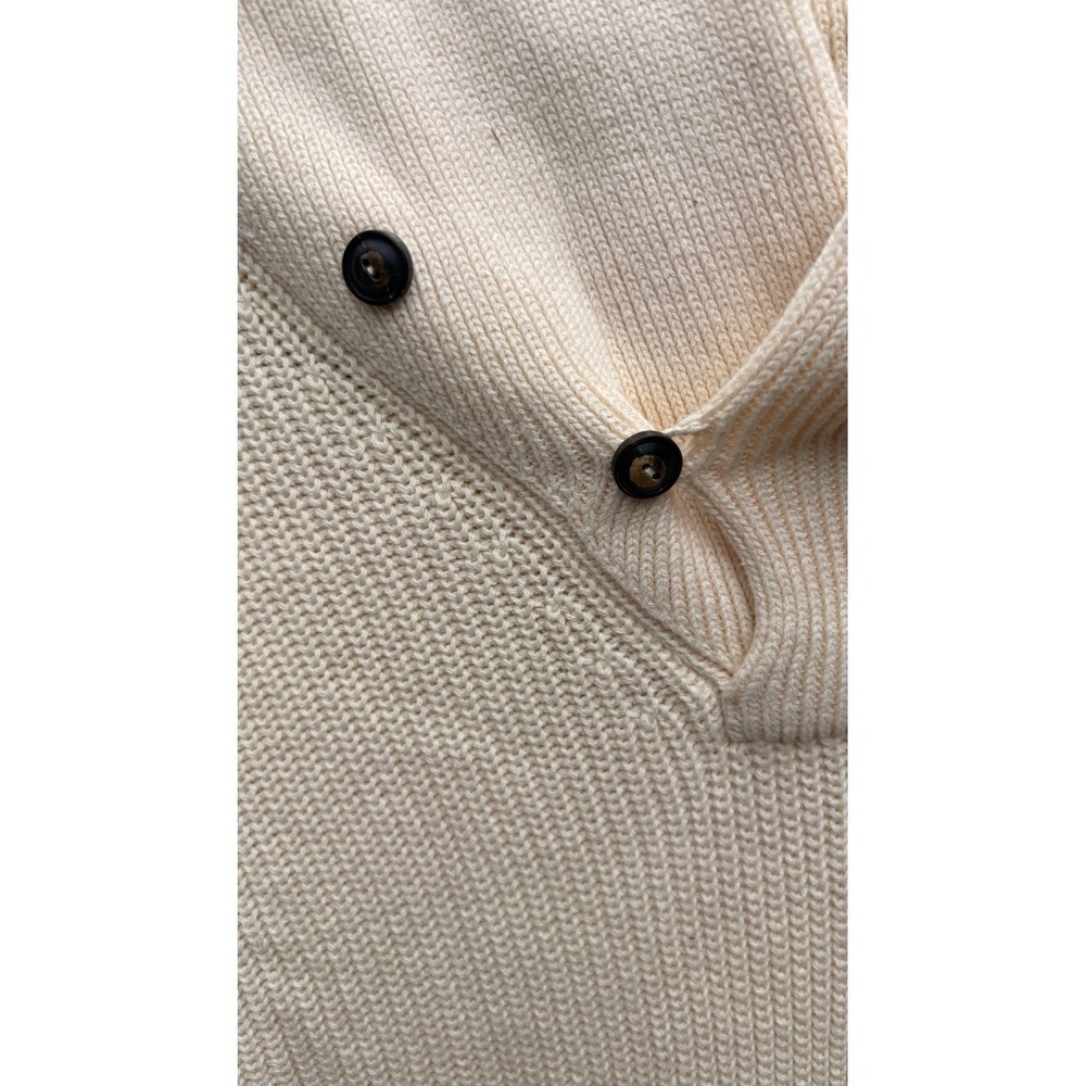 Polo Ralph Lauren Mens XL Cream Cotton Shawl Collar Button Neck Knit Sweater - Picture 4 of 6